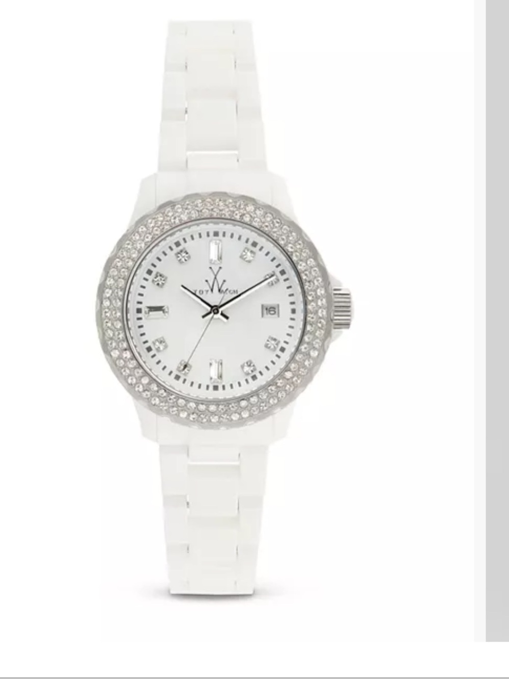 Toy watch classic plasteramic watch white with Swarovski crystals